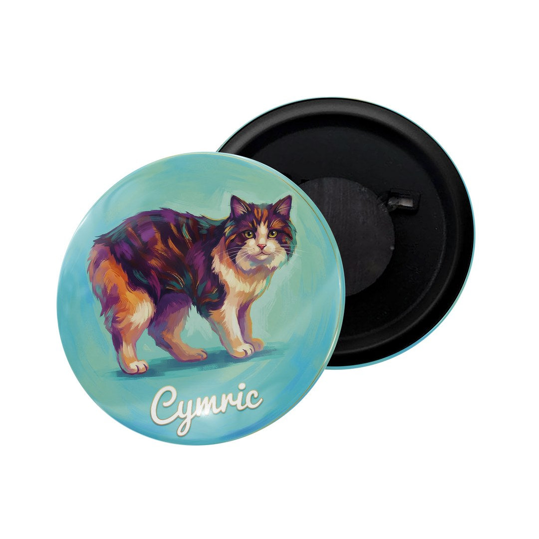dhcrafts Fridge Magnet Blue Color Cymric Pet Cat Glossy Finish Design Pack of 1
